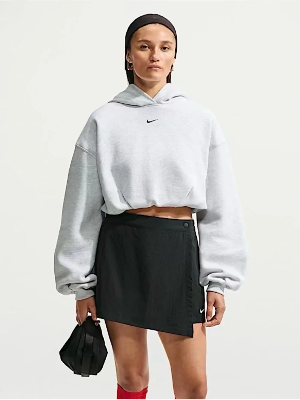 🩶Nike Studio Fleece Medium Weight Women’s Oversized Cropped Hoodie - S - Gray 🩶
